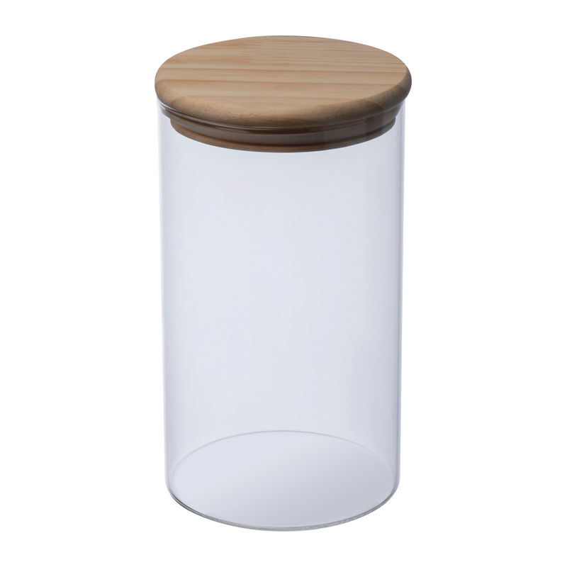 Boroszilikát üvegedény fa tetővel, 1000 ml